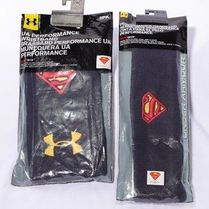 Superman Under Armour Performance Wristband/Headband set NWT